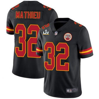 Super Bowl LV 2021 Men Kansas City Chiefs #32 Tyrann Mathieu Black Jersey